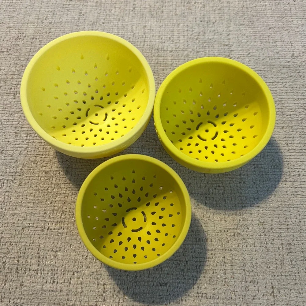 Siftr Silicone Colander Strainer Set Yellow Can Drainer Kitchen Tool 3‎ Pack